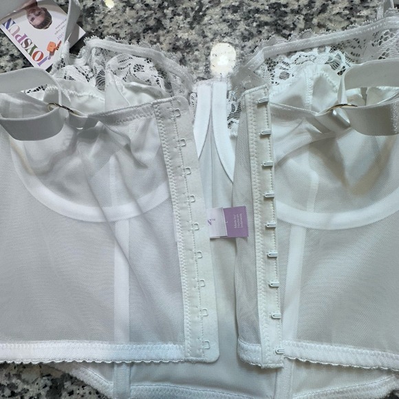 NWT Joyspun Sexy Satin Lace Unlined Cups Underwire Bustier White Size Large - Picture 11 of 12